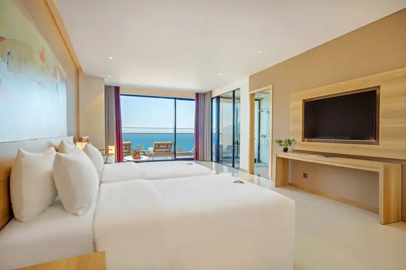Phòng Deluxe Twin hai giường đơn nhìn ra biển ở Mikazuki Đà Nẵng