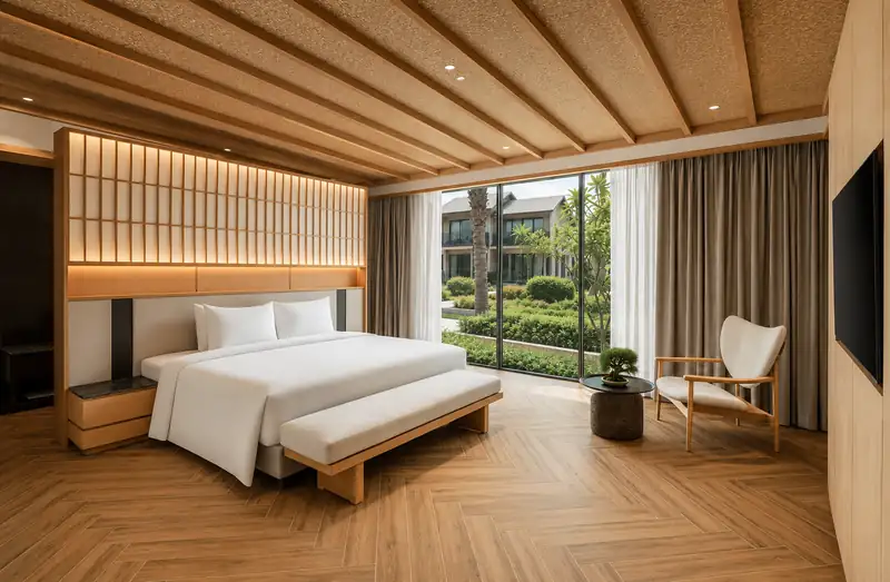 Phòng ngủ giường King trong villa Mikazuki